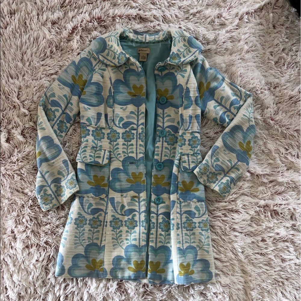 Anthropologie Elevenses Floral Print Coat